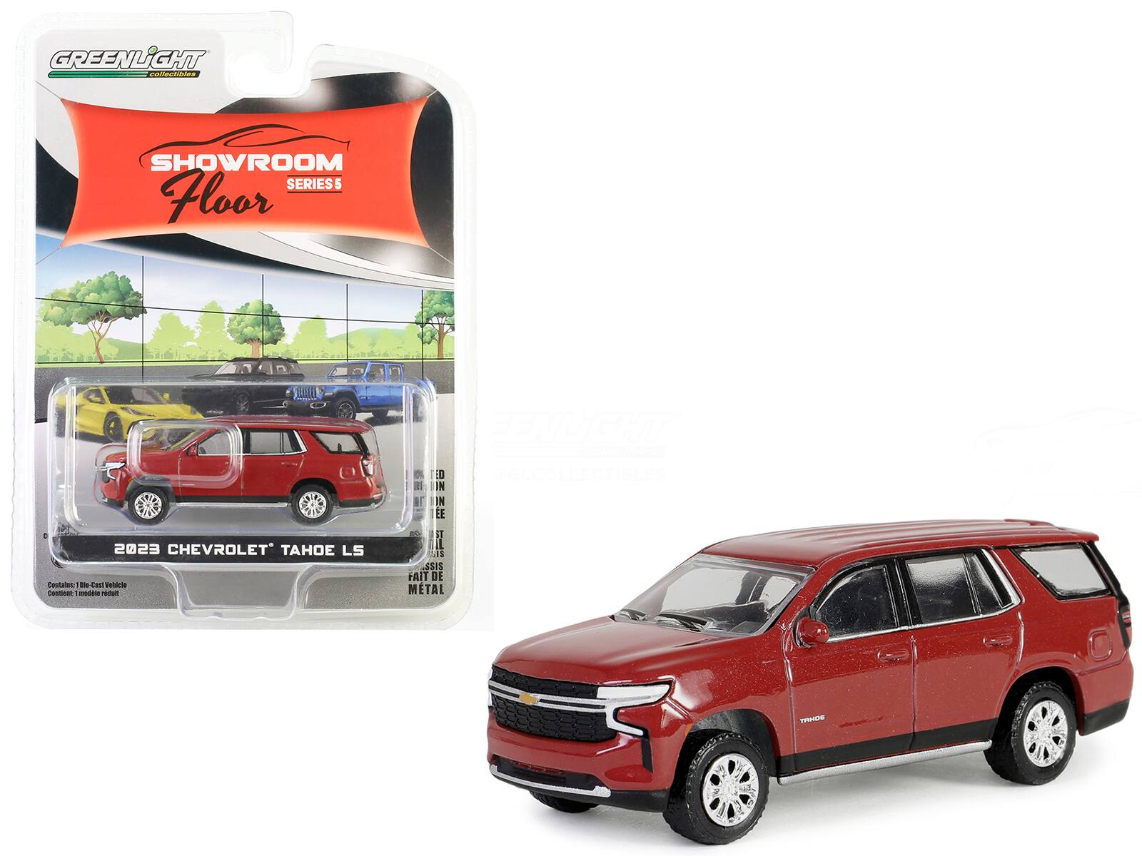 GREENLIGHT collectibles  
SHOWROOM Floor SERIES 5  

2023 CHEVROLET™ TAHOE LS  

Contains: 1 die-cast vehicle  
Contient: 1 modèle réduit  

FAIT DE METAL