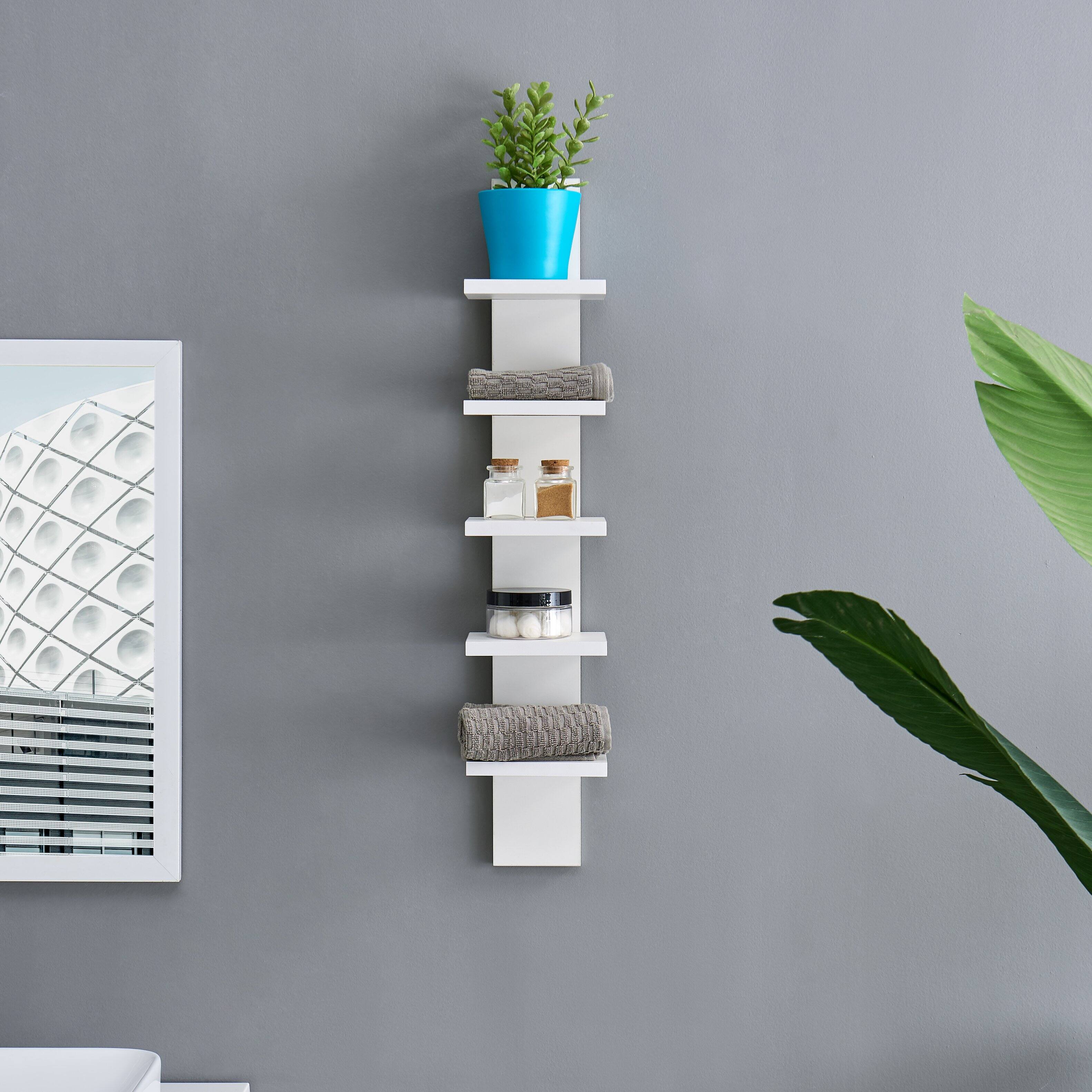 Angle. Danya B - Utility Column Spine Wall Shelves - White - White.