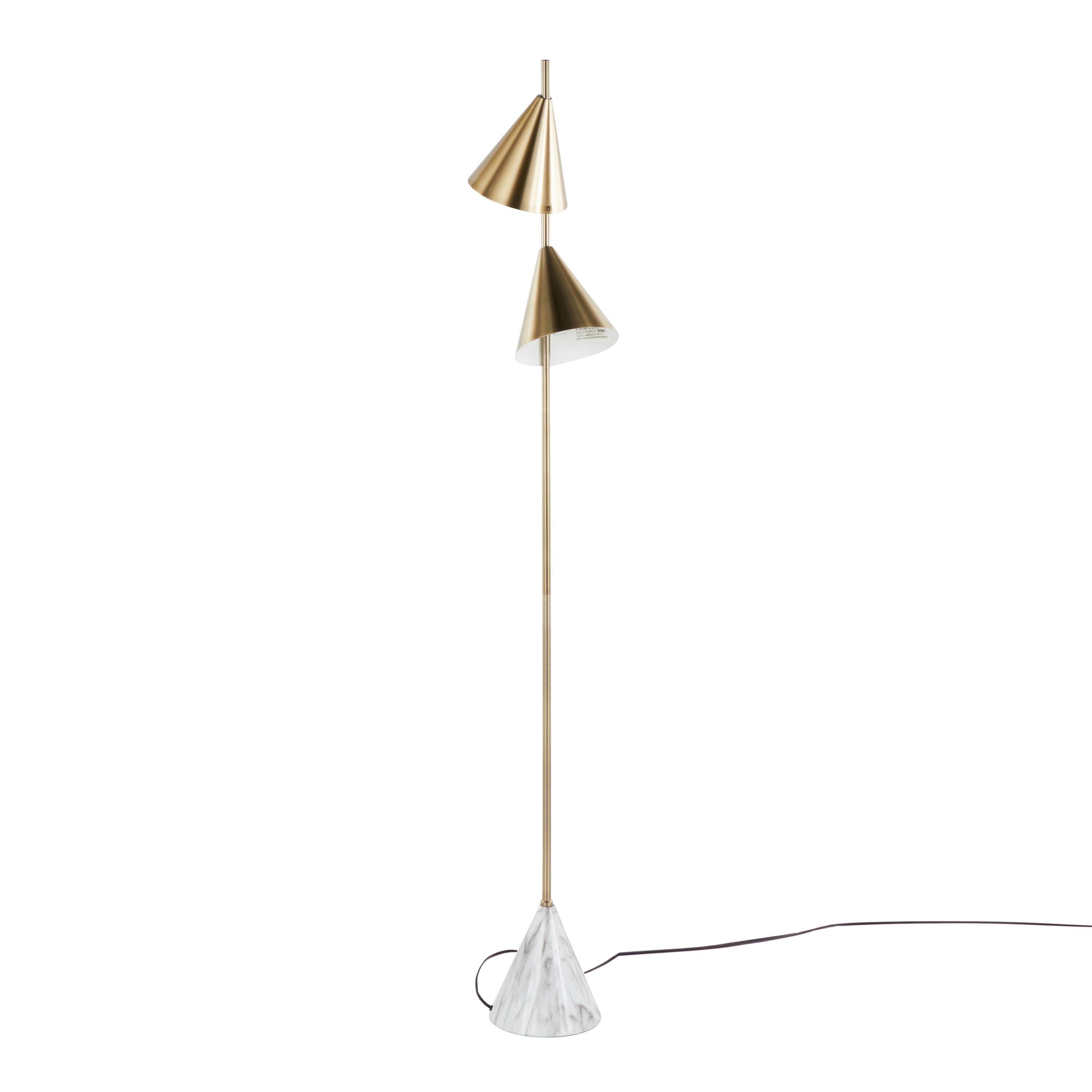 Left. Loheer - Loheer Brushed Gold Floor Lamp Faux Marble Base Tall Standing Light for Living Room Bedroom 65 Inch - Gold.