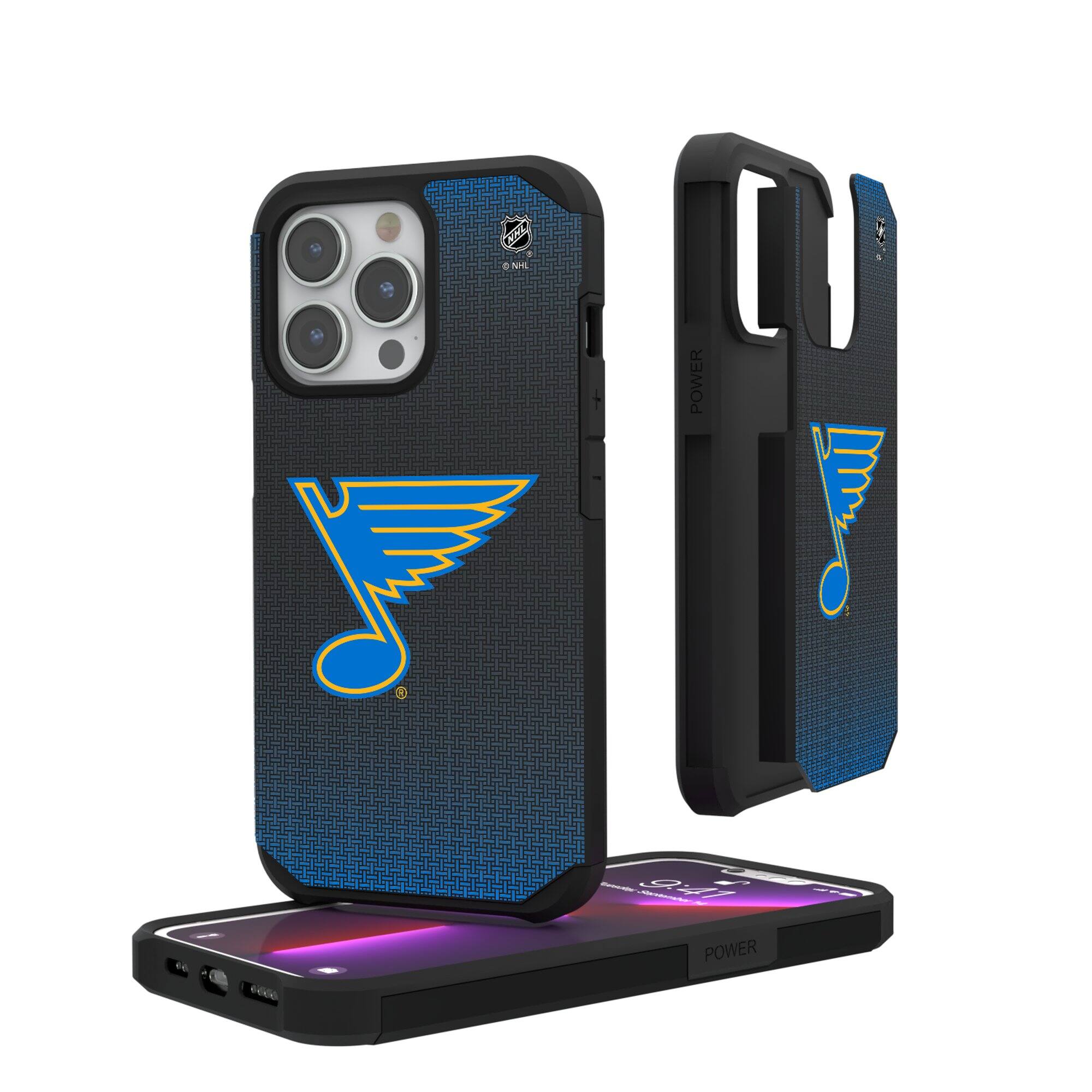 Keyscaper - NHL - St. Louis Blues Linen Logo iPhone Rugged Case - 16 - Black