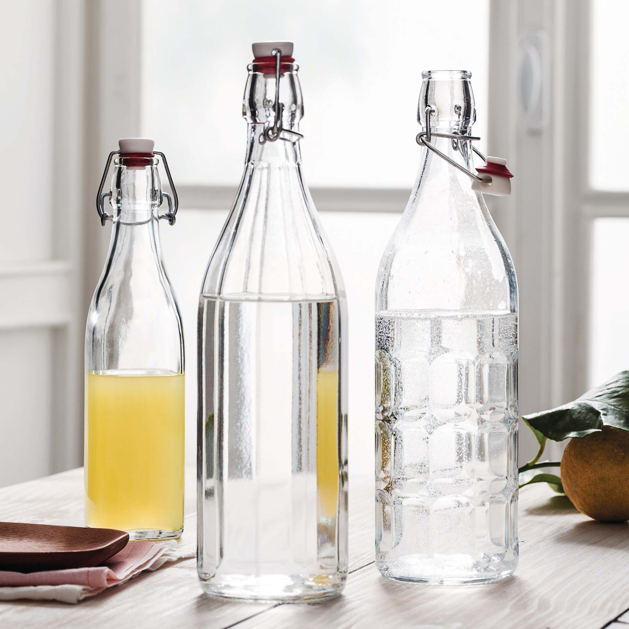 Alt View 1. Bormioli Rocco - Bormioli Rocco Moresca Swing Top Bottles Set of 2, 33.75 oz Airtight Glass - Clear.