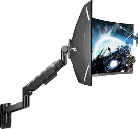 Front. FINEAK - Wall Mount Monitor Arm for 24-57 Inch Ultrawide Gaming Screens - Black.