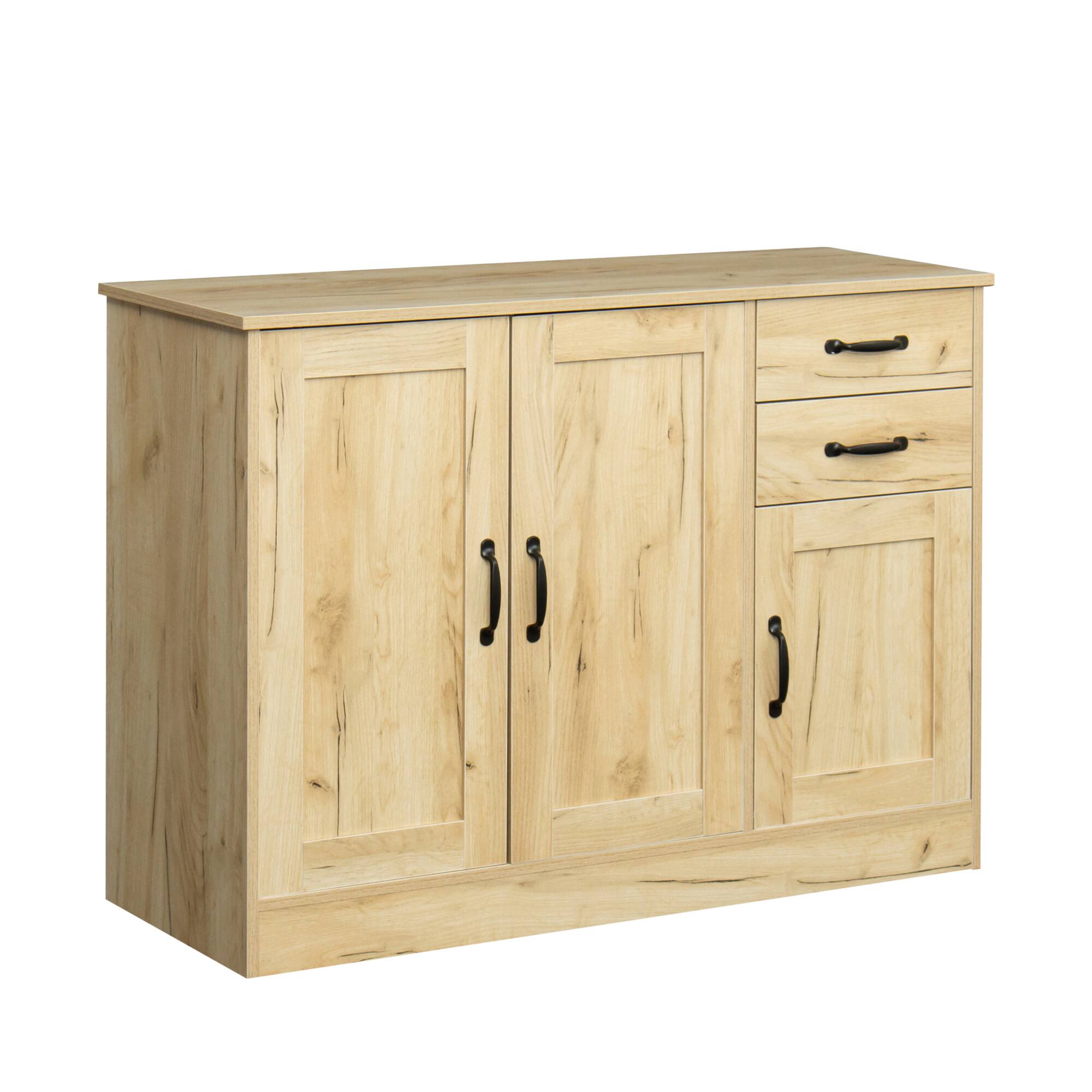 Front. Spaco - Spaco 43.3 Inch Modern Wood Buffet Cabinet with 2 Doors and 2 Drawers, Storage Sideboard for Dining Room Entryway - Oak.