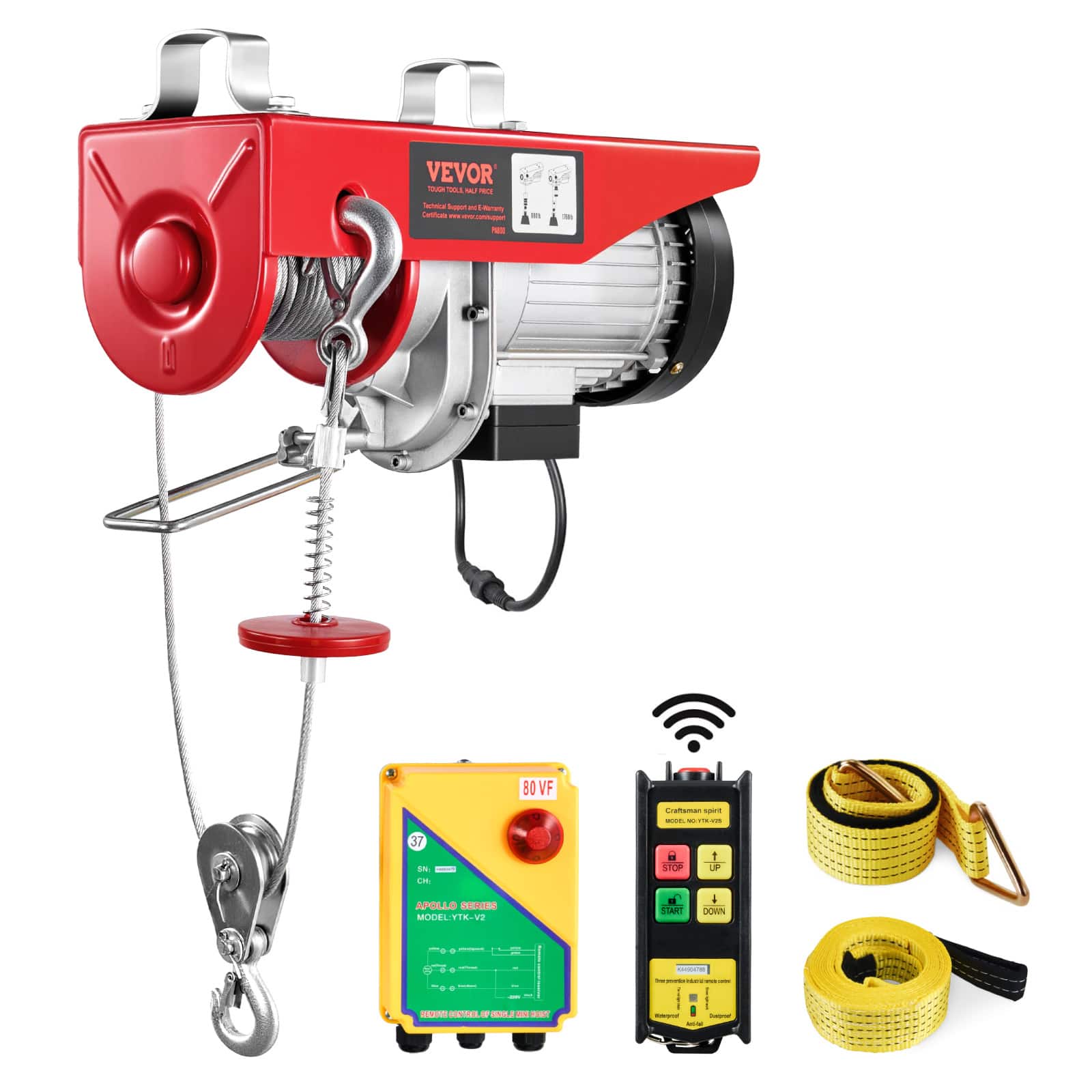 VEVOR - Electric Hoist, 1760 lbs 120V Electric Winch with 328 ft Wireless Remote Control, 40 ft Single Cable Lifting Height - Red price history on PriceWatchPro