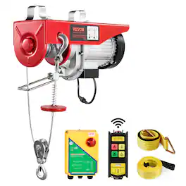 VEVOR - Electric Hoist, 1760 lbs 120V Electric Winch with 328 ft Wireless Remote Control, 40 ft Single Cable Lifting Height - Red