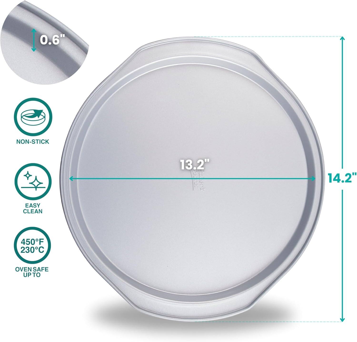 0.6"  
NON-STICK  
EASY CLEAN  
450°F 230°C  
OVEN SAFE UP TO  
13.2"  
14.2"