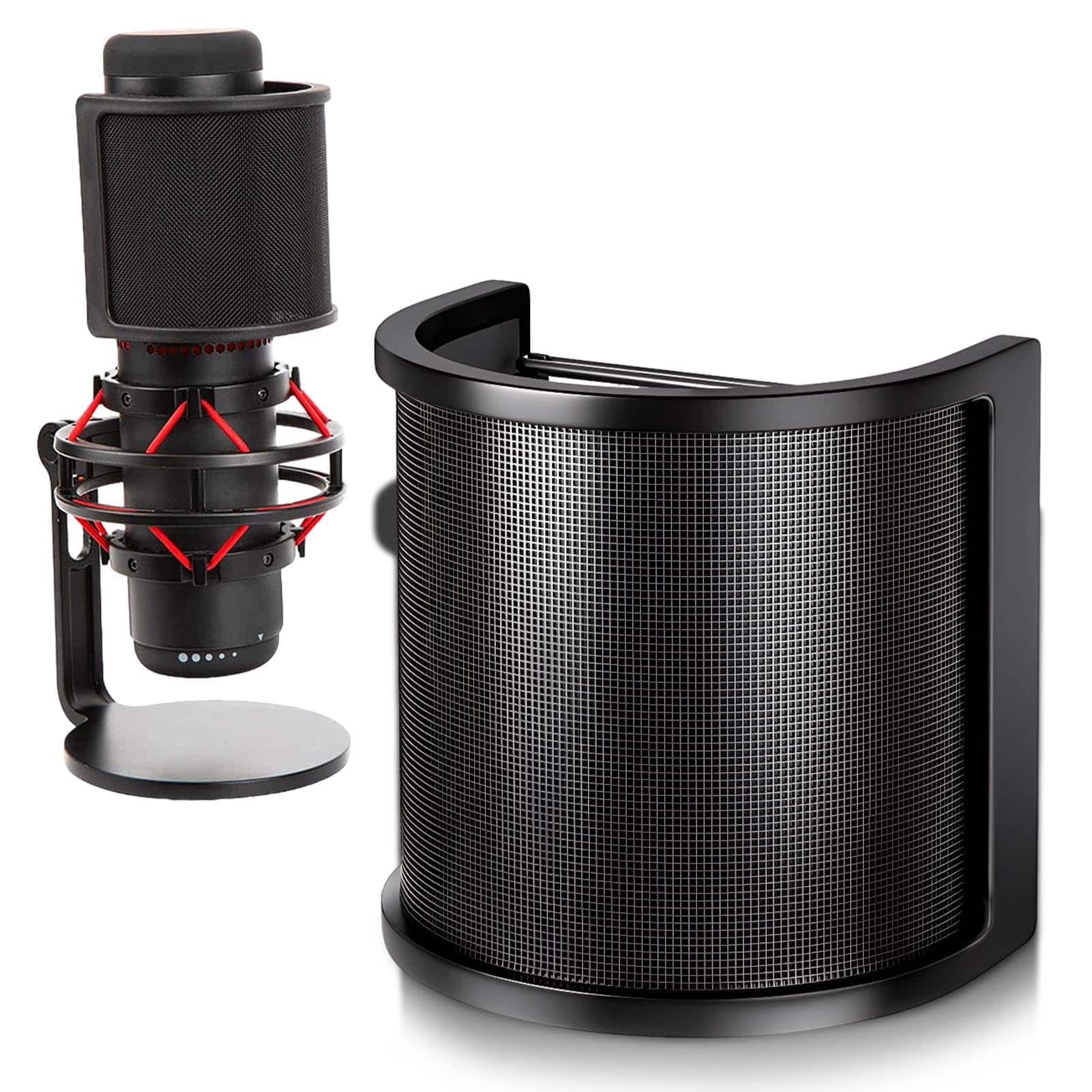 Fabibe - Po-p Filter Screen U-shaped Mic With Metal Mesh Microphone Windscreen Cover Handheld Shield Mask For Studio Recording