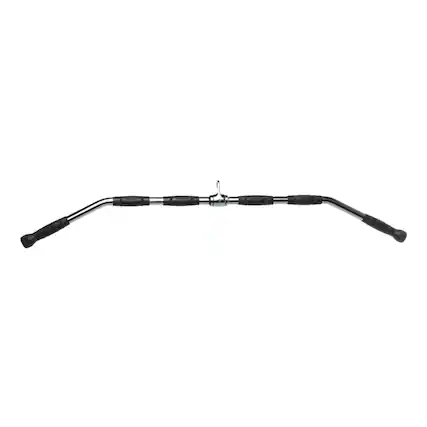 Front. Power Systems - Revolving Lat Pulldown Bar – 48" Chrome Cable Machine Lat Bar Attachment - Black.