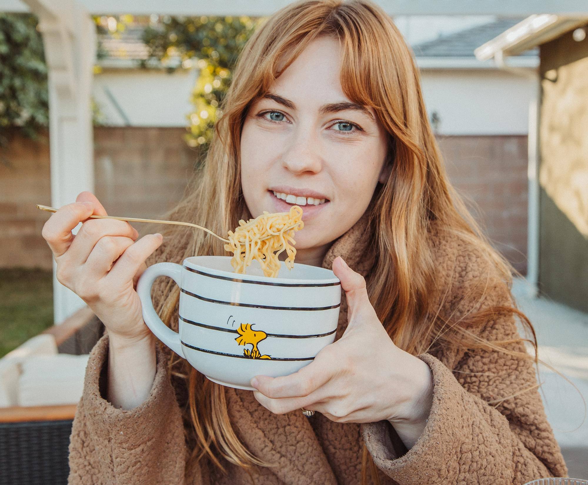 Alt View 5. Silver Buffalo - Peanuts Snoopy "Did Someone Say Food?" Ceramic Soup Mug With Vented Lid - White.