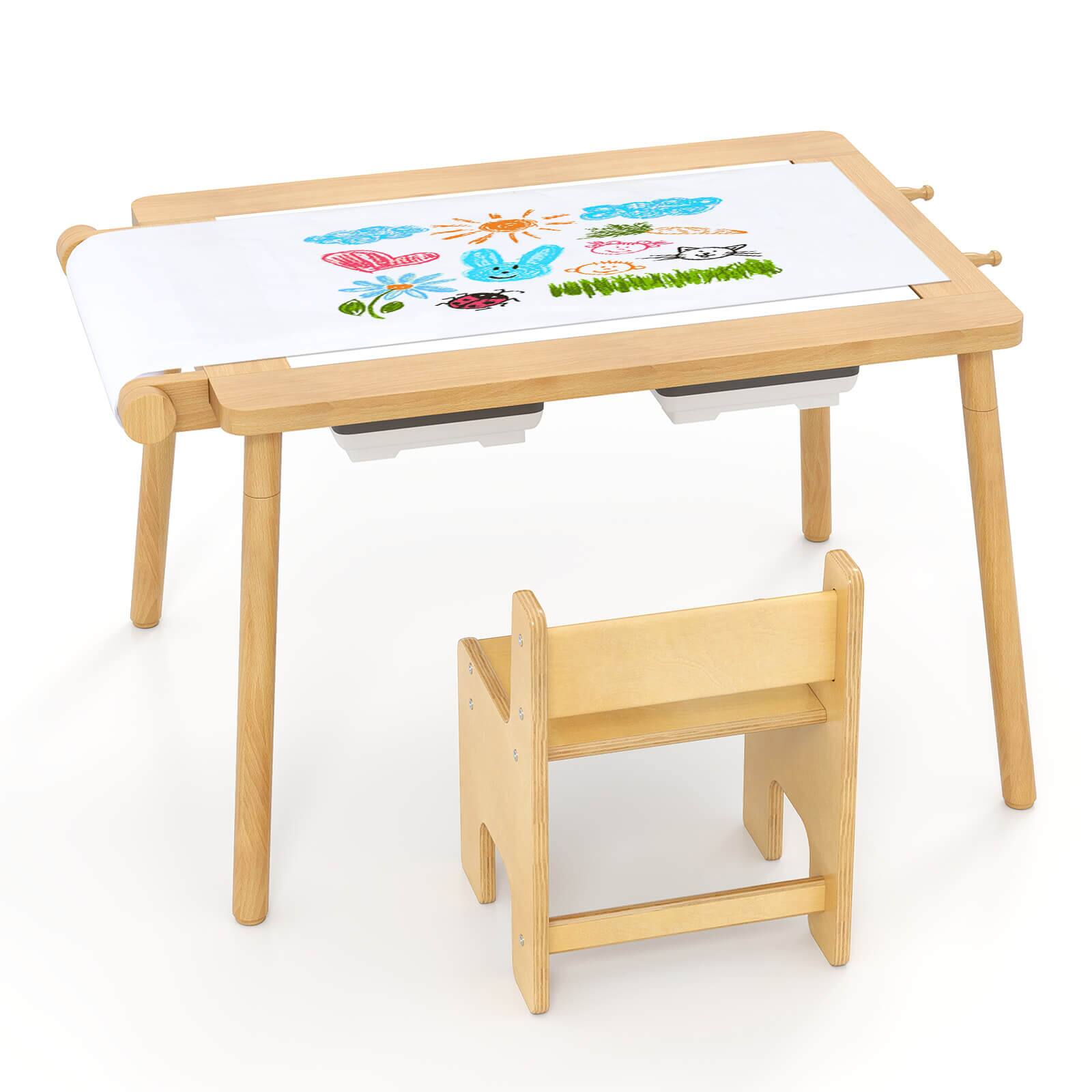Alt View 9. Costway - Costway Sensory Table & Chair Set for Kids 2-8 with Foldable Bins for Sand/Water & Paper Beige - Beige.