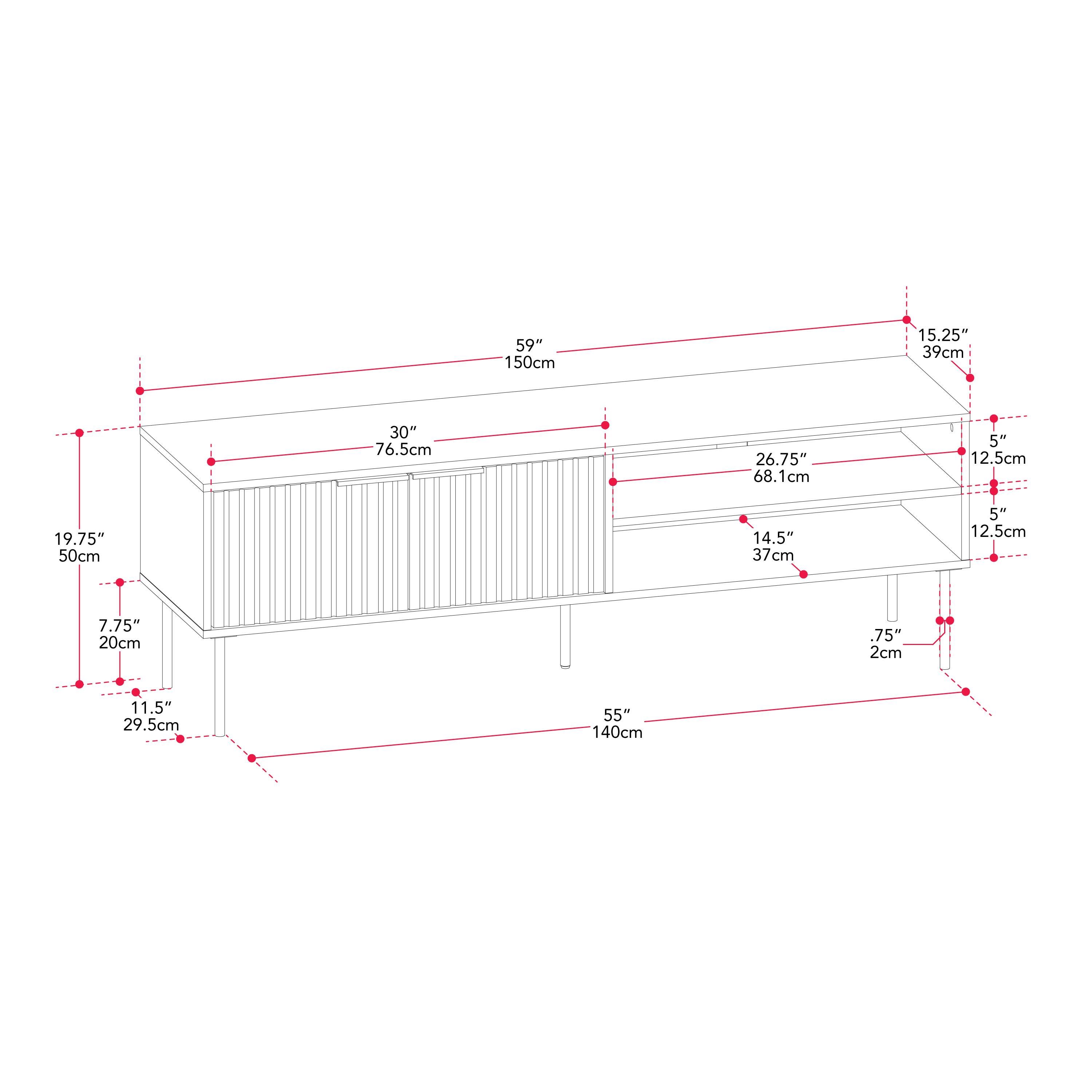 Alt View 32. CorLiving - Lysander Collection TV Stand with Cabinets for Most TV's up to 75" - Black.