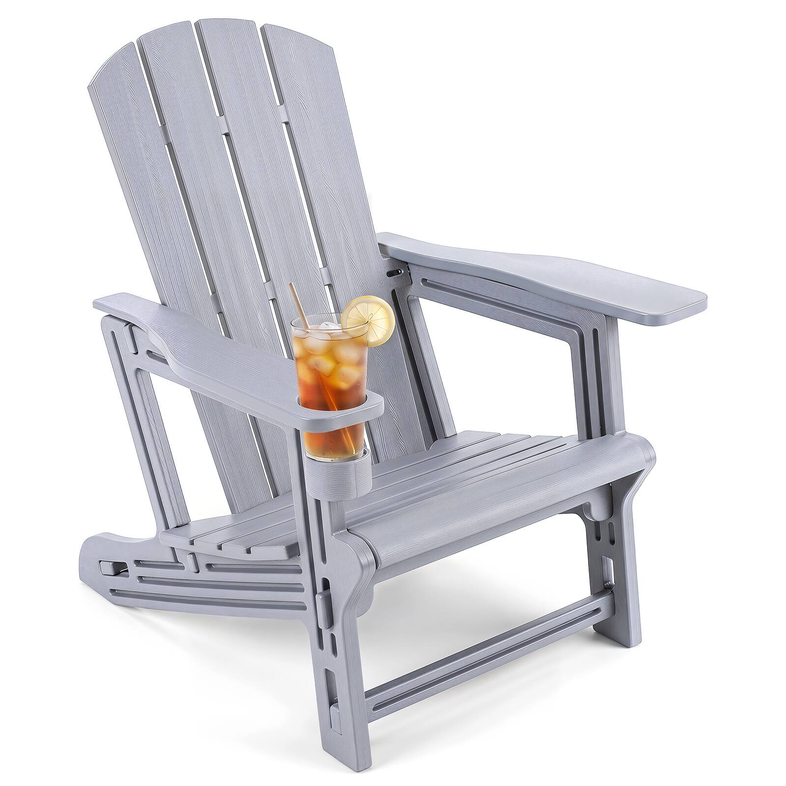 Costway - 1 PCS HDPE Adirondack Chairs with Realistic Wood Grain, Extended Backrest for Backyard - Gray price history on PriceWatchPro