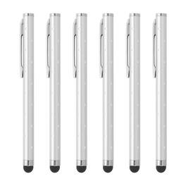 Unique Bargains - Stylus Pens for Touch Screens, 6pcs High Precision Universal Bling Metal Capacitive Pen for Touch Screen Devices Phone - Silver