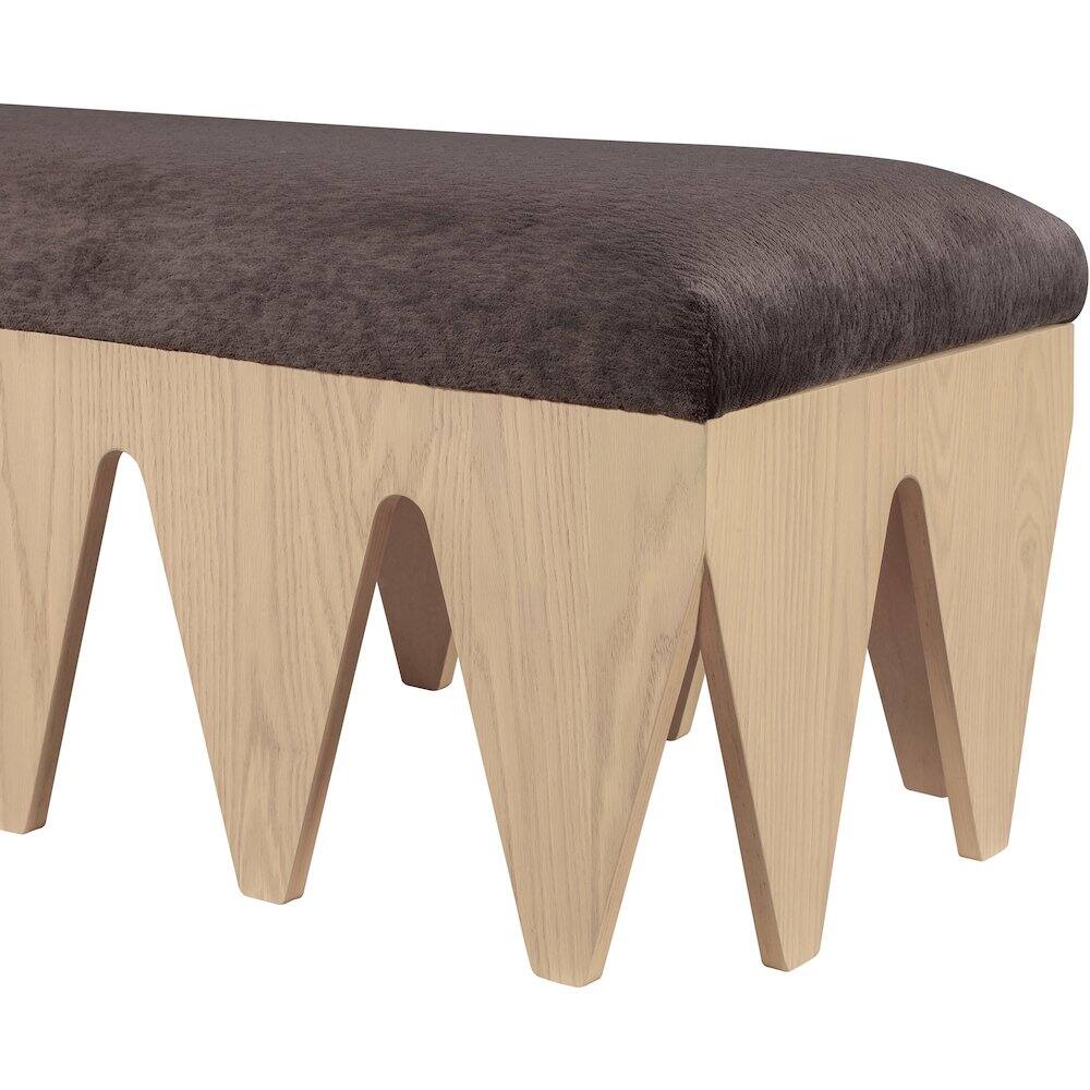 Alt View 4. Meridian Furniture - Altair Brown Velour Fur Fabric Bench - Brown.