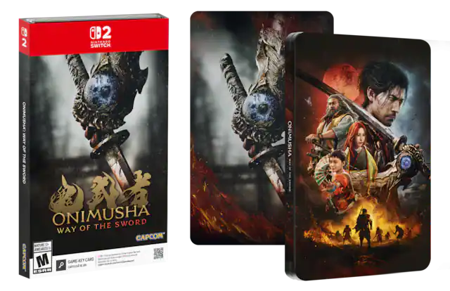 GD 2 D 2 NINTENDO SWITCH. ONIMUSHA WAY OF THE SWORD ONIMUSHA THE SWORD WAY OF CAPCOM MATURE 17+ JRINES ADLOTES 1 Hoe -oe tak -eratod - nthngtot h pe p -s iiemat CAPCOM Snichnry rgenert de M GAME-KEY CARD NORDURE Yr d - spperi - .com/ak2jomaleye CARTE cuf D JU ESRB ONIMUSHA WAY . i SWORB - M (Mature 17+)