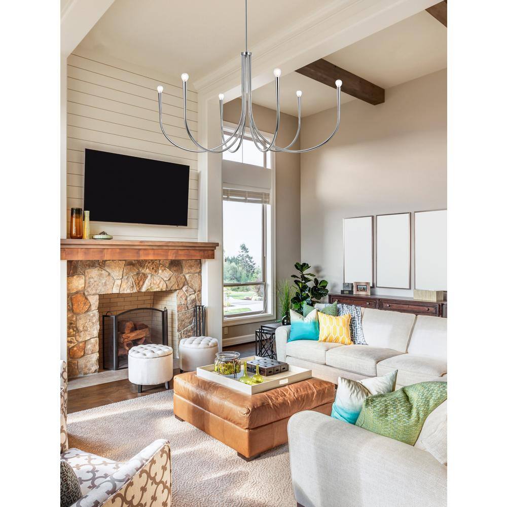 Front. Living District - Layne 50 inch chandelier in Chrome - Chrome.