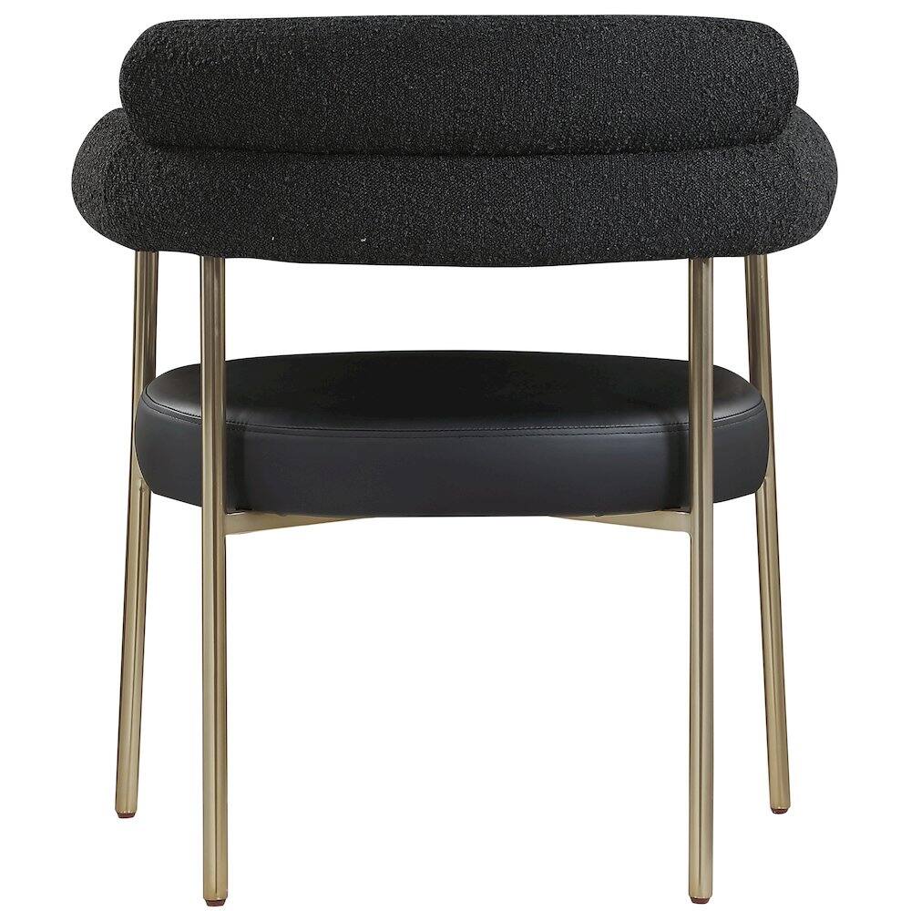 Alt View 1. Meridian Furniture - Blake Black Vegan Leather / Boucle Fabric Dining Chair, Set of 2 - Black.