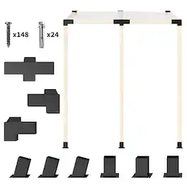 Outsunny - Kit, 15° Slanted Pergola Brackets w/ 4-Way/3-Way Brackets, Post Bases