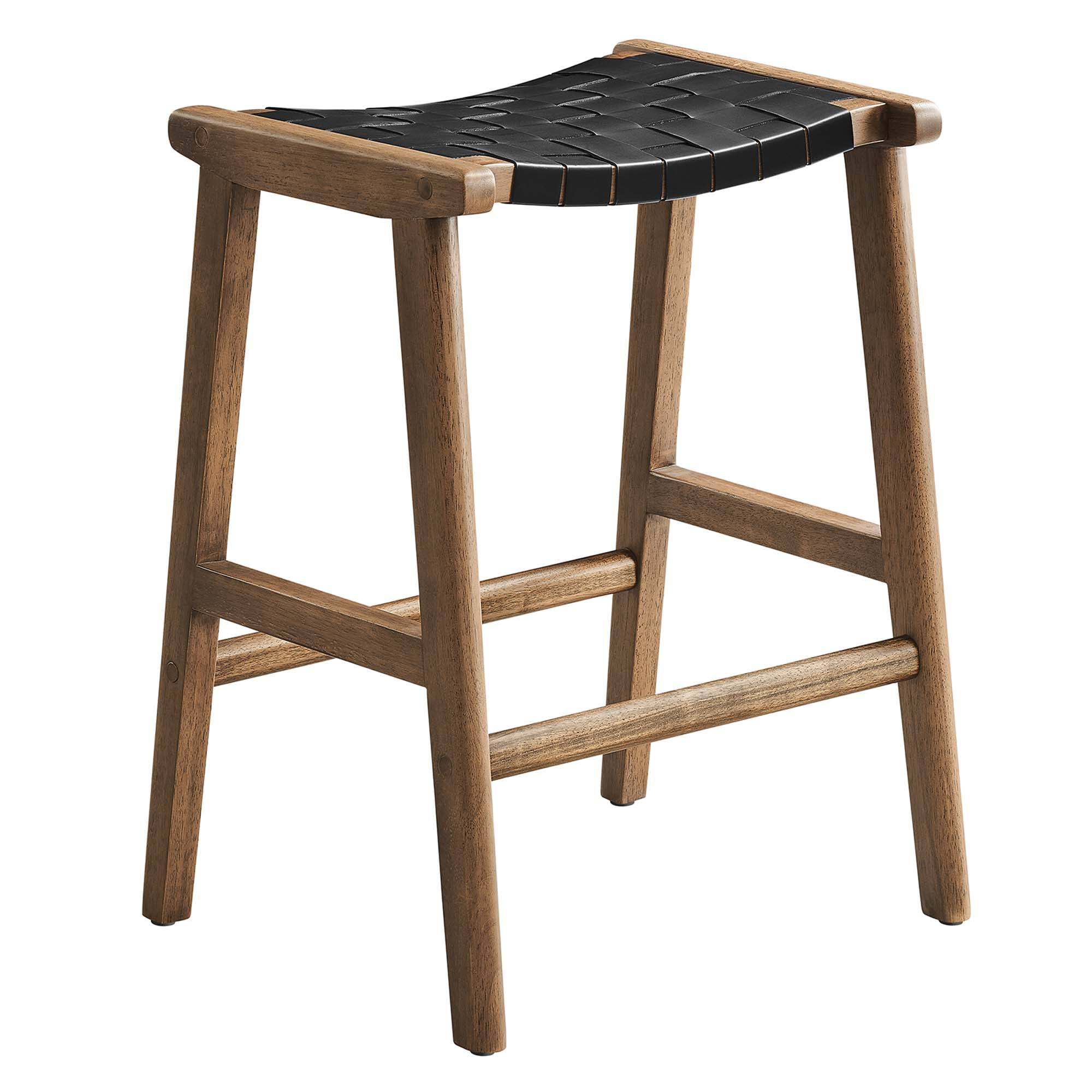 Back. Modway - Saoirse Faux Leather Wood Counter Stool Set of 2 by Modway - 0.