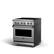 Angle. Viking - 5 Series 30" Wide 4.7 Cubic Foot Freestanding Electric Induction Range - Stainless with Brushed Brass Accents.