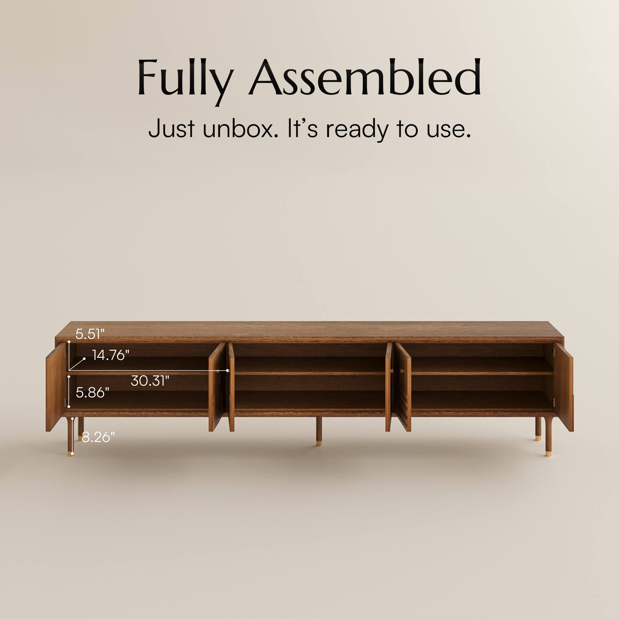 Fully Assembled  
Just unbox. It's ready to use.  

5.51"  
14.76"  
5.86"  
30.31"  
8.26"