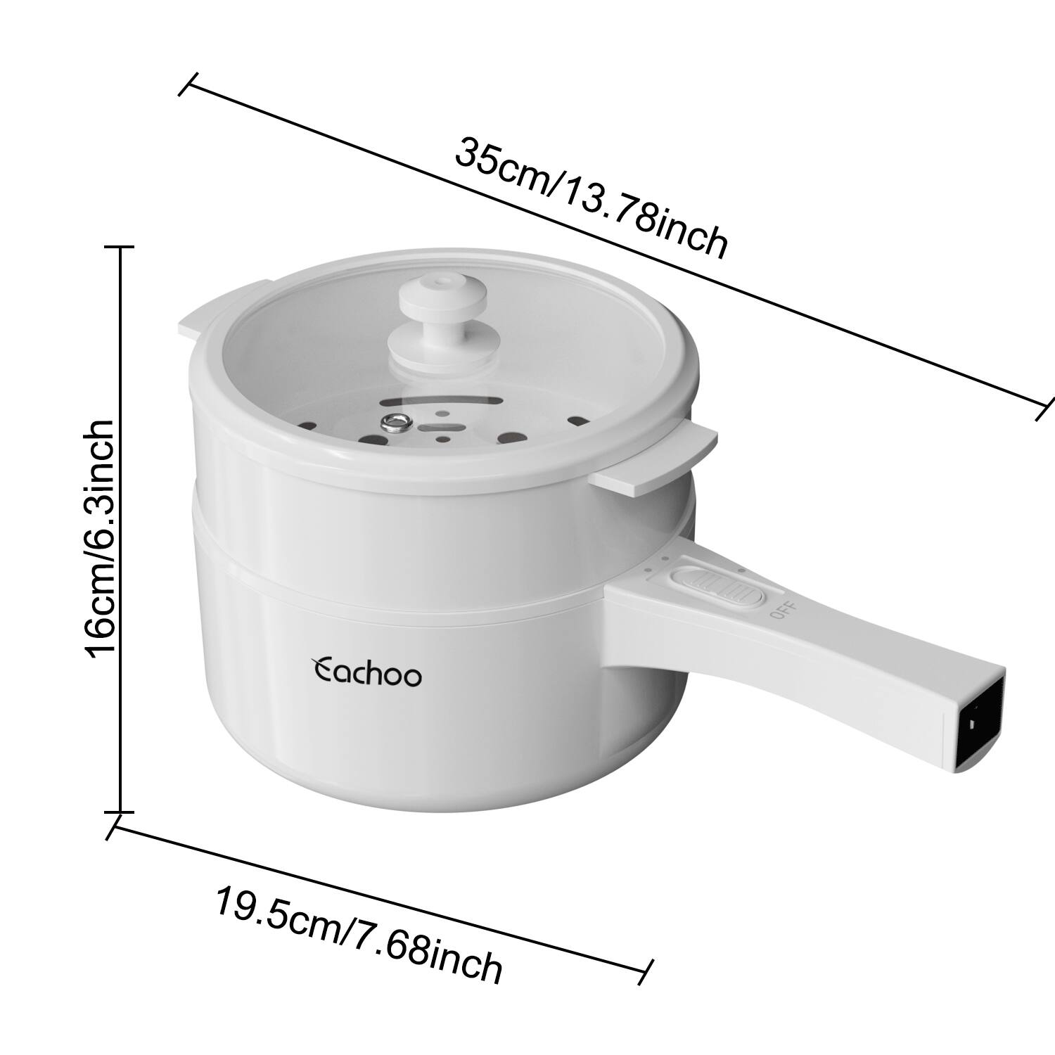 16cm/6.3inch  
35cm/13.78inch  
19.5cm/7.68inch  
Eachoo
