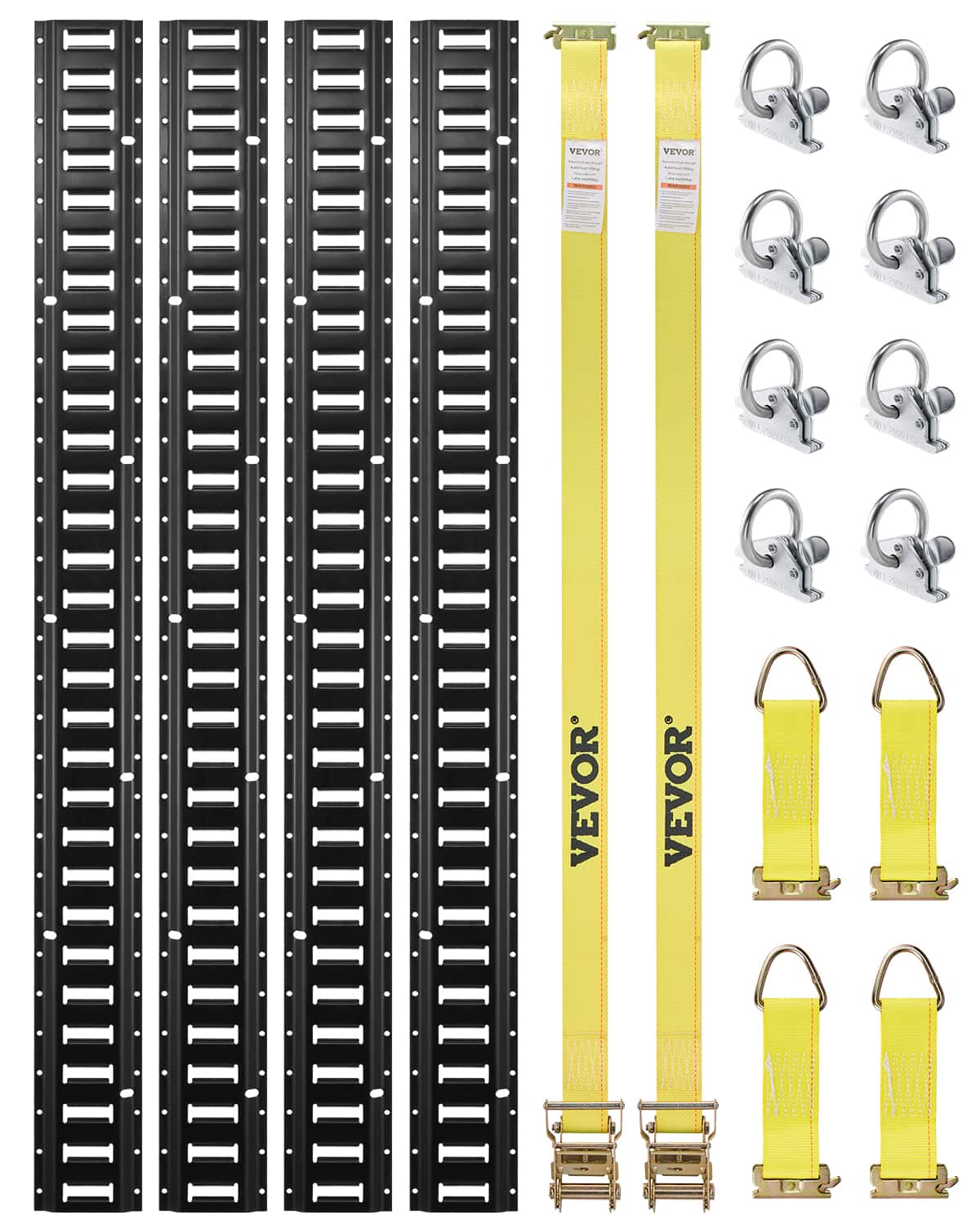 VEVOR - E Track Tie-Down Rail Kit, 18PCS 5' E-Tracks Set Includes 4 Steel Rails & 8 O-Ring Anchors & 4 Tie-Offs with D-Ring - Silver price history on PriceWatchPro