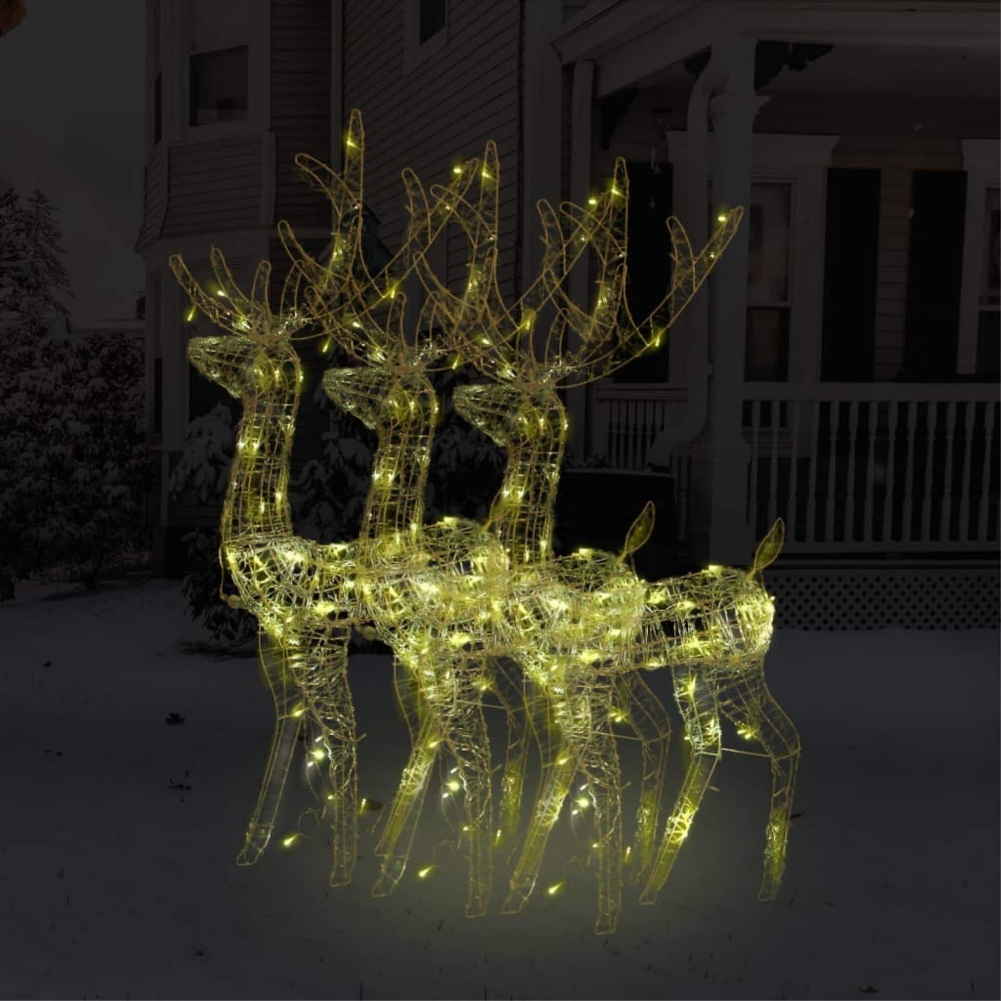 vidaXL - Acrylic Reindeer Christmas Decorations 3 pcs 47.2" - Warm white