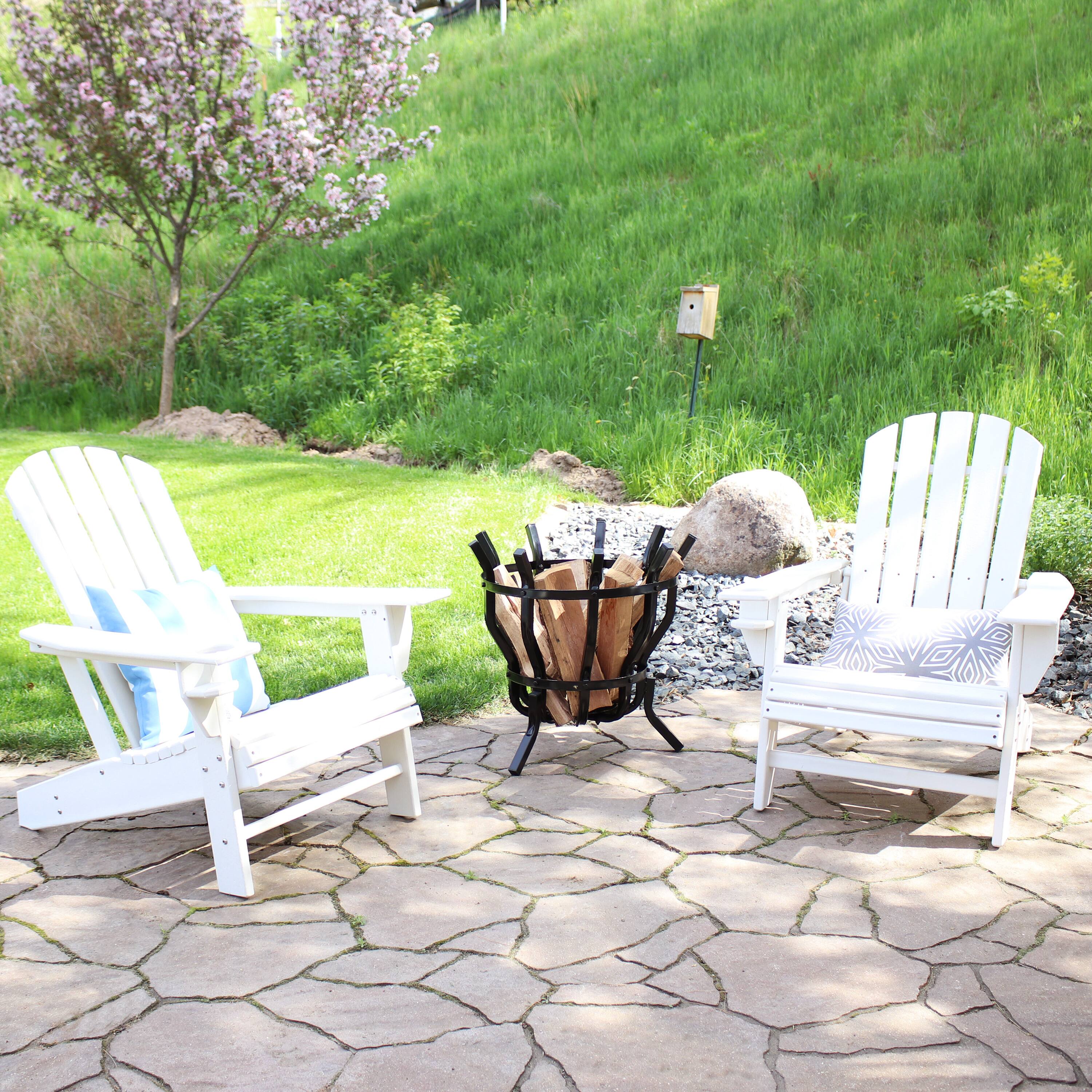 Alt View 4. Sunnydaze - Lake Style Adirondack Chair with Cup Holder - Set of 2 - White.
