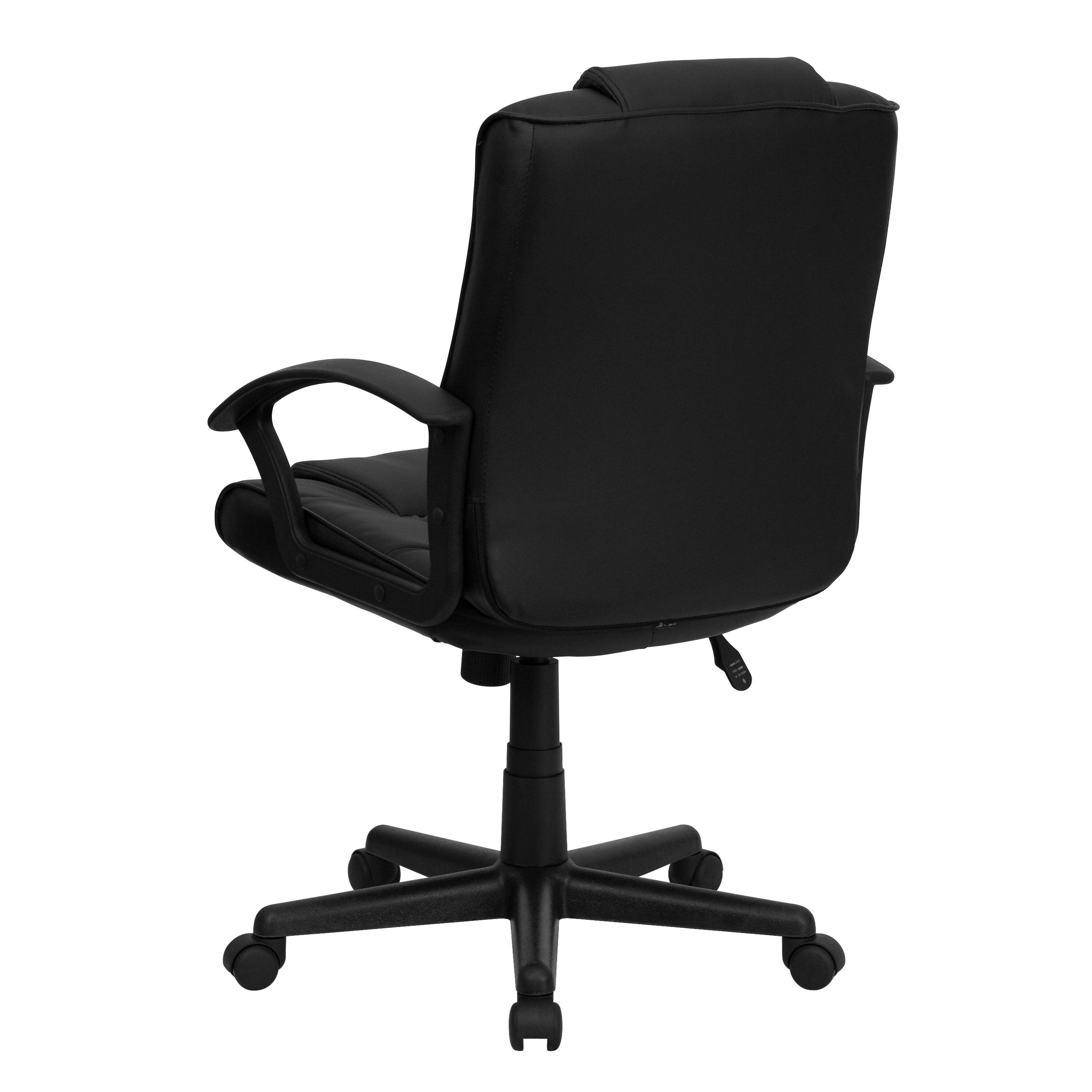 Alt View 5. Emma + Oliver - Mid-Back Leather Ripple and Accent Stitch Upholstered Swivel Task Office Chair with Arms - Black.