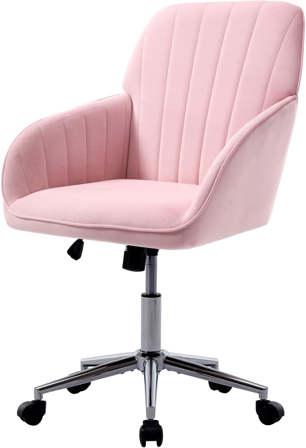 Alt View 4. Trinkets Crazed - 24.6" Velvet Office Chair, Ergonomic Swivel Desk Chair with Memory Foam Seat - Adjustable Height Computer Chair - pink.