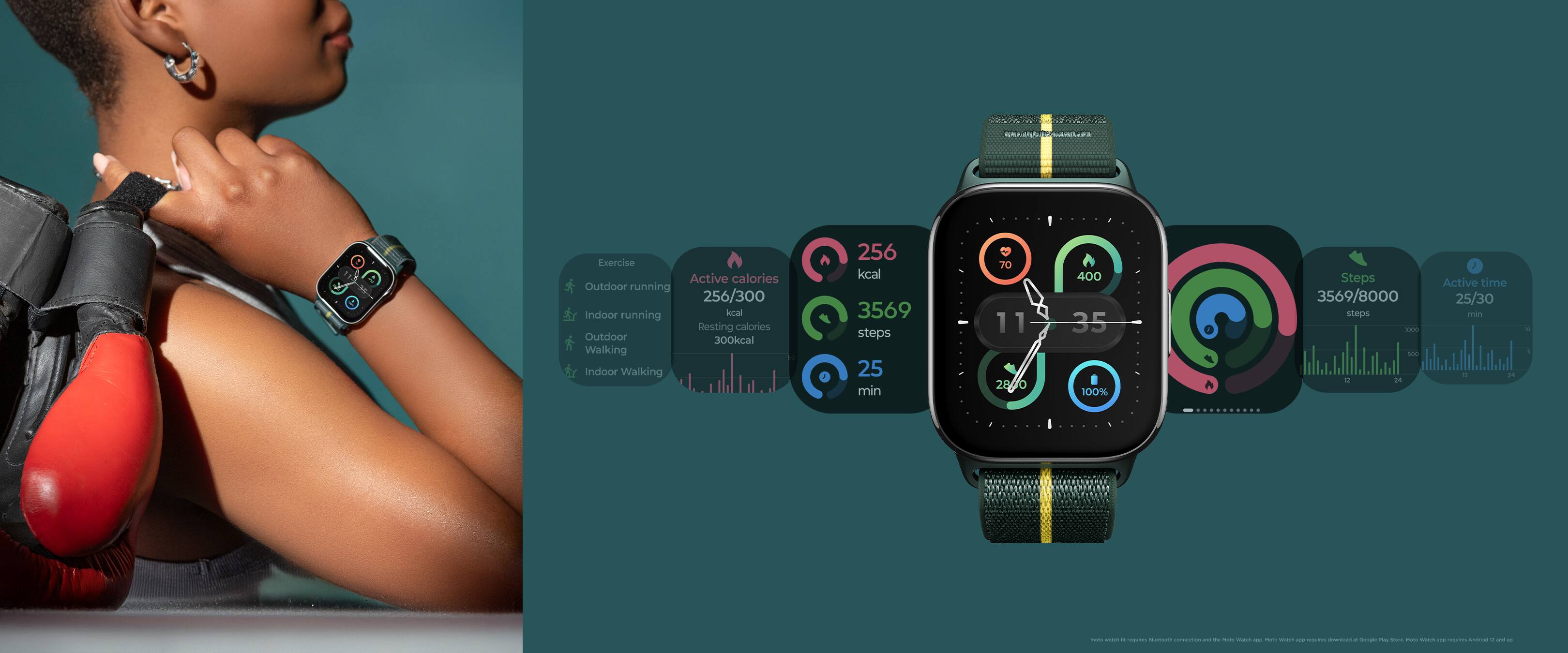 Sure, here is the corrected and grouped text:

**Exercise:**
1. Outdoor running
2. Indoor running
3. Outdoor walking
4. Indoor walking

**Active calories:**
- Outdoor running: 256/300 kcal
- Indoor running: 300 kcal
- Outdoor walking: 256 kcal

**Resting calories:**
- Outdoor: 300 kcal

**Steps:**
- 3569 steps

**Time:**
- 25 min

**Active time:**
- 25/30 min

**Additional Information:**
- 3569/8000 steps
- 100% steps
- 400 kcal
- 35 min
- 100%