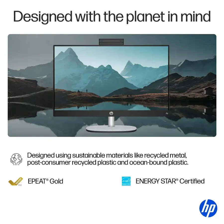 Designed with the planet in mind. Designed using sustainable materials like recycled metal, post-consumer recycled plastic, and ocean-bound plastic. EPEAT Gold. ENERGY STAR Certified.