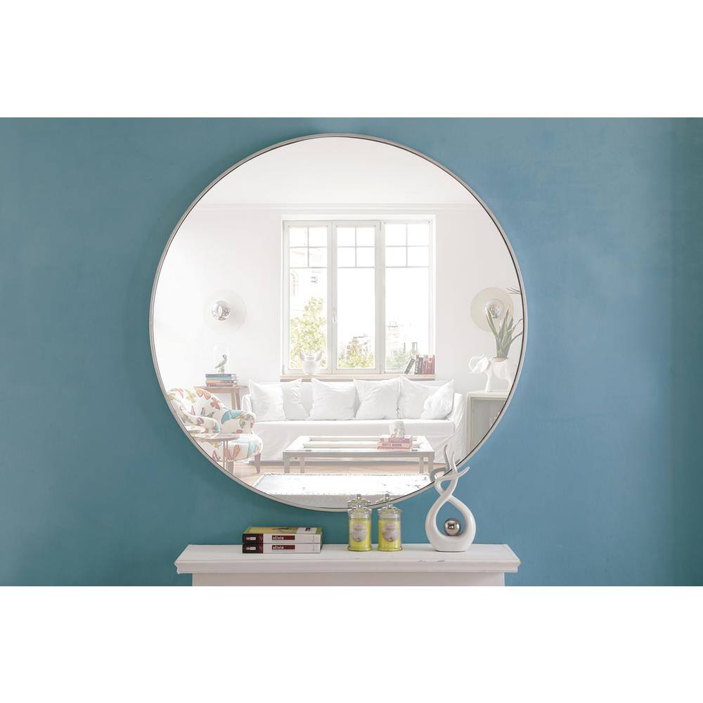 Alt View 3. Elegant Decor - Metal frame Round Mirror 48 inch Silver finish - Silver.