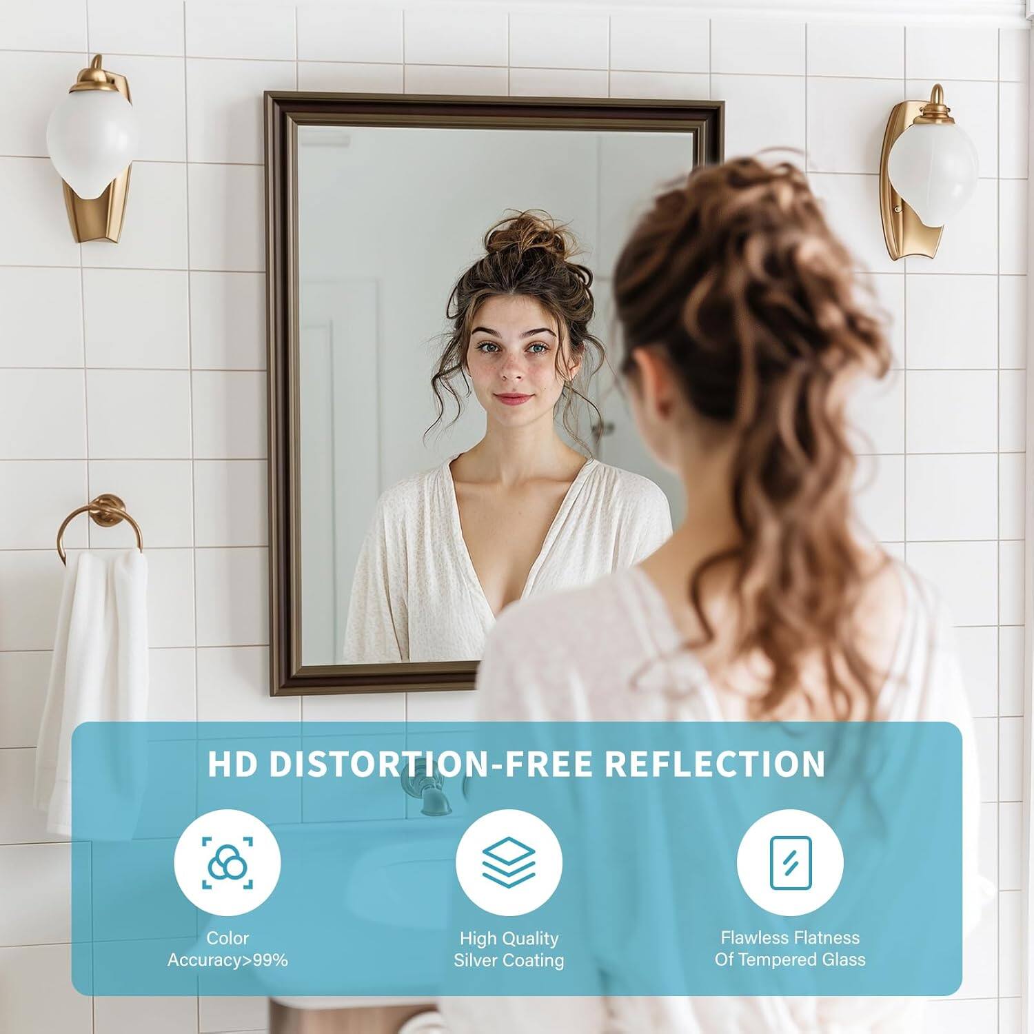 HD DISTORTION-FREE REFLECTION  
Color Accuracy>99%  
High Quality Silver Coating  
Flawless Flatness Of Tempered Glass