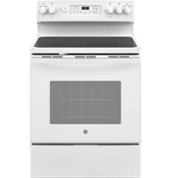 GE - 5.3 Cu. Ft. Freestanding Electric Convection Range with Self-Cleaning and No-Preheat Air Fry - White - Front_Zoom