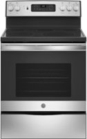 GE - 5.3 Cu. Ft. Freestanding Electric Convection Range with Self-Cleaning and No-Preheat Air Fry - Stainless Steel - Front_Zoom