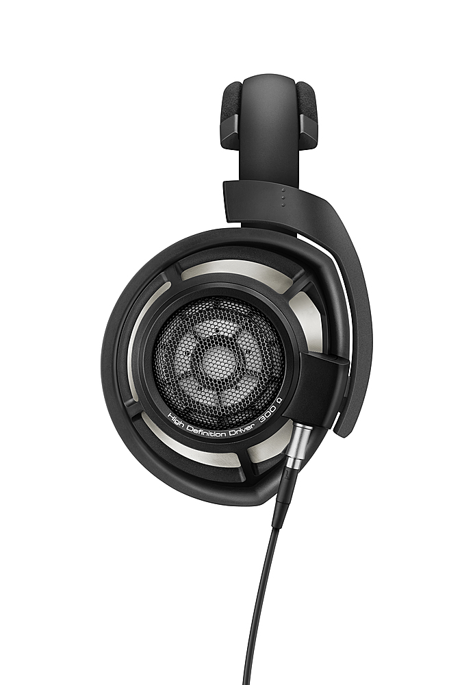 Angle View: Sennheiser - HD 800 S Over-the-Ear Audiophile Reference Headphones - Ring Radiator Drivers, Open-Back Earcups, with Balanced Cable - Black