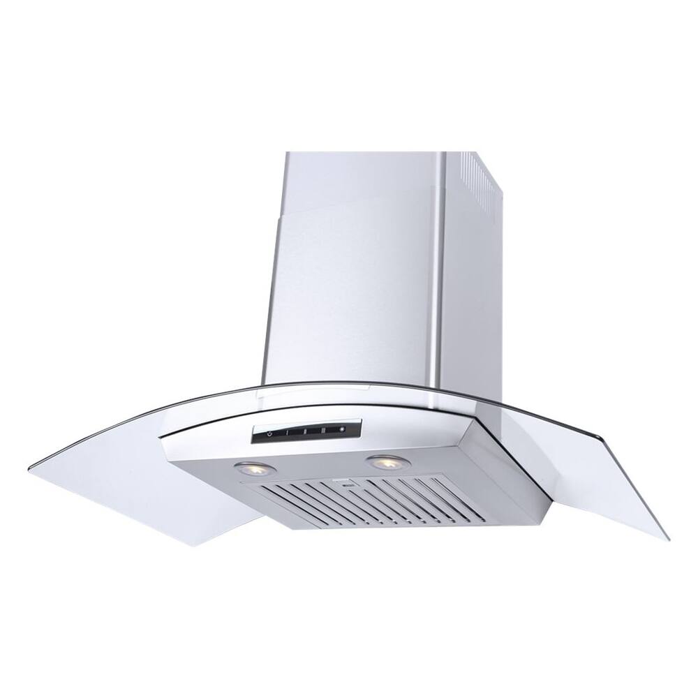 Angle. Windster Hoods - 30" Convertible Range Hood - Stainless steel and glass.