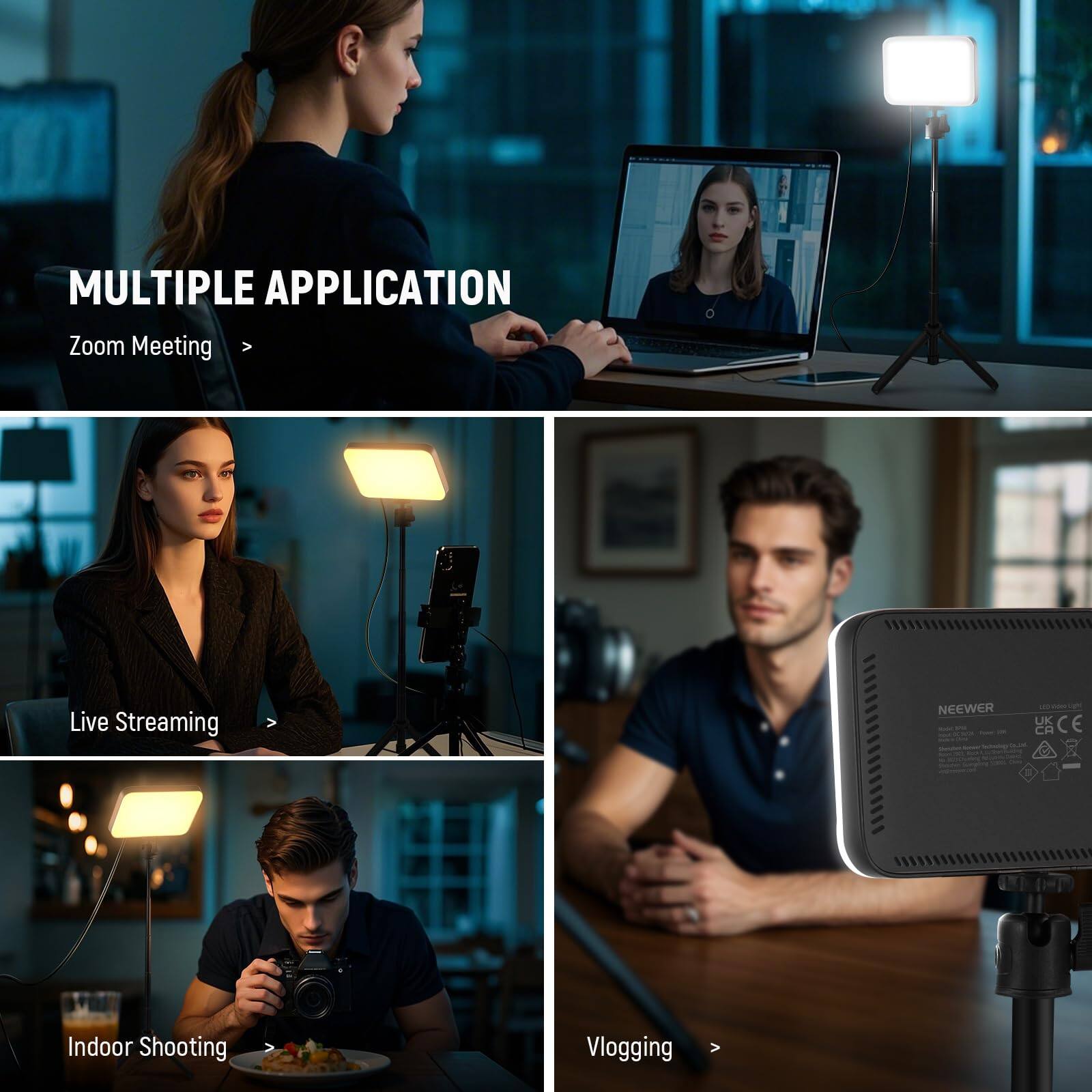 MULTIPLE APPLICATION  
Zoom Meeting >  
Live Streaming >  
Indoor Shooting >  
Vlogging >