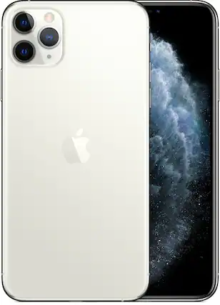 Front. Apple - iPhone 11 Pro Max A2161 (Fully Unlocked) 512GB w/ Pre-Installed Tempered Glass - Silver.