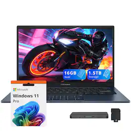ASUS - Vivobook 14 14" FHD Laptop,Intel i3-1315U,16GB RAM,512GB SSD+1TB Dock Set,Intel UHD GPU,Wi-Fi 6E,Win 11 Pro - Blue