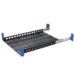 RackSolutions - 1U Light Duty Fixed Shelf 24in Depth - 100 lbs Capacity, Anti-Slip Mat, Adjustable Mounting Depth - Black