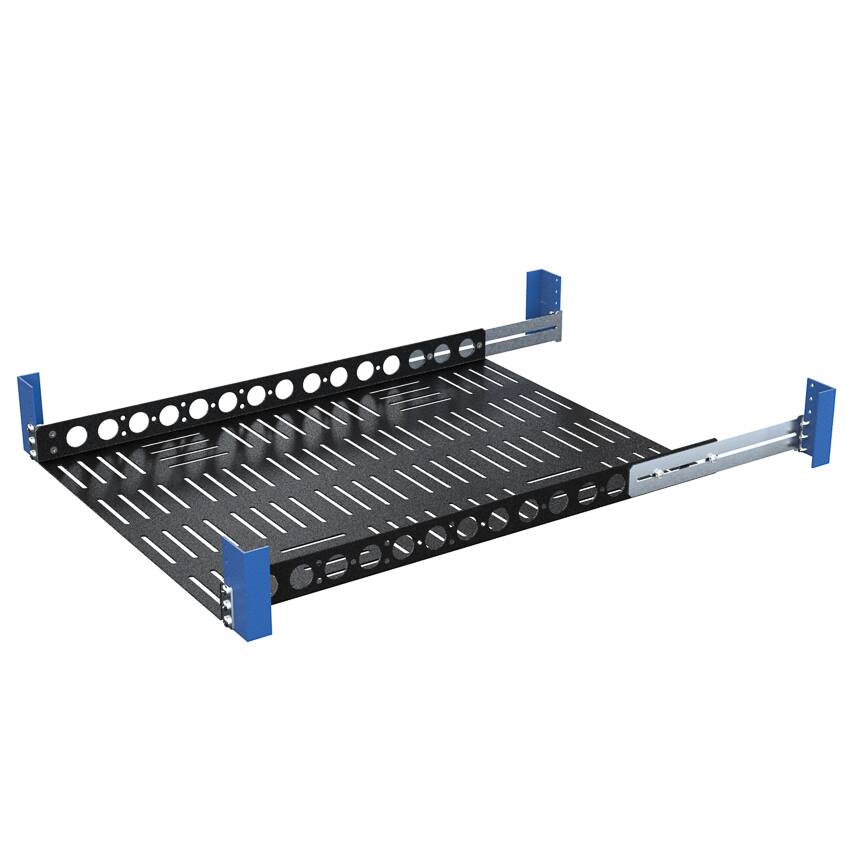 Front. RackSolutions - RackSolutions 1U Light Duty Fixed Shelf 24in Depth - 100 lbs Capacity, Anti-Slip Mat, Adjustable Mounting Depth - Black.