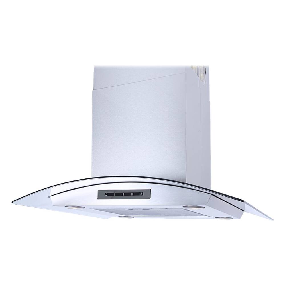 Angle. Windster Hoods - 30" Convertible Range Hood - Stainless steel and glass.
