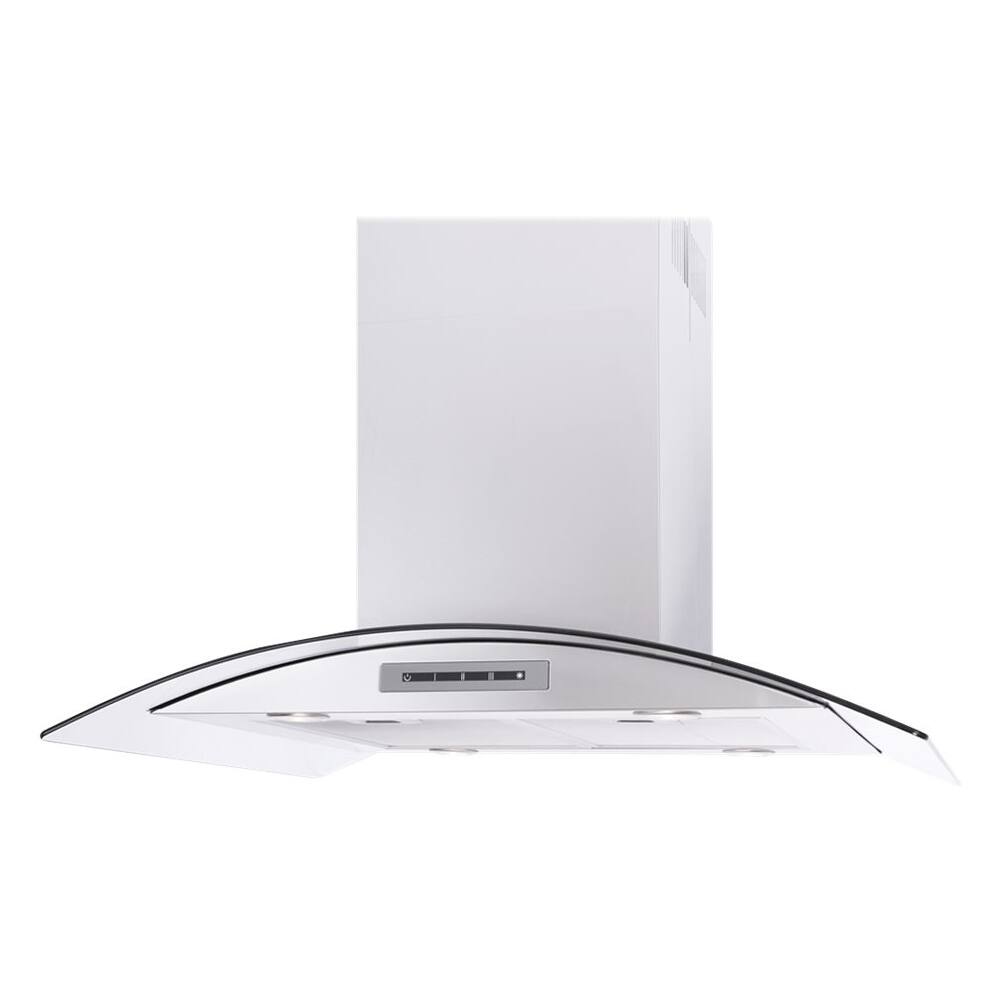 Angle. Windster Hoods - 36" Convertible Range Hood - Stainless steel and glass.
