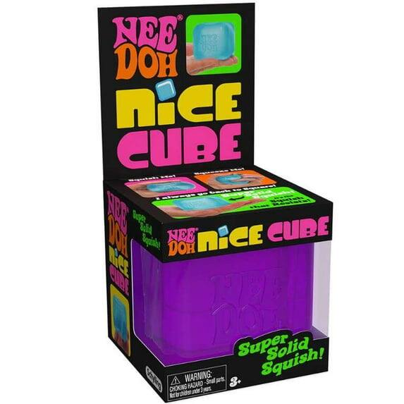NEE DOH Nice Cube  
Super Solid Squish!  
WARNING: Small parts. Choking hazard. Not for children under 3 years.