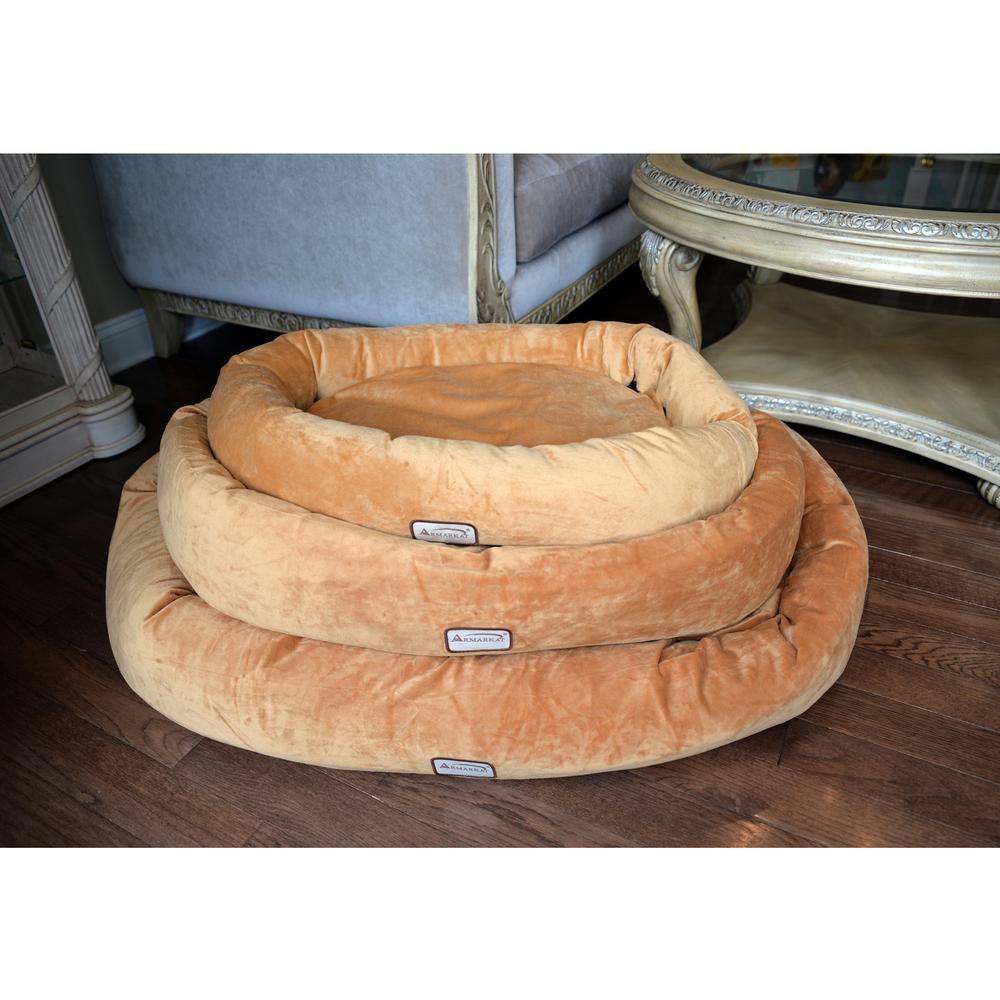Back. Armarkat - Large Earth Brown Bolstered Pet Bed And Mat - Brown.