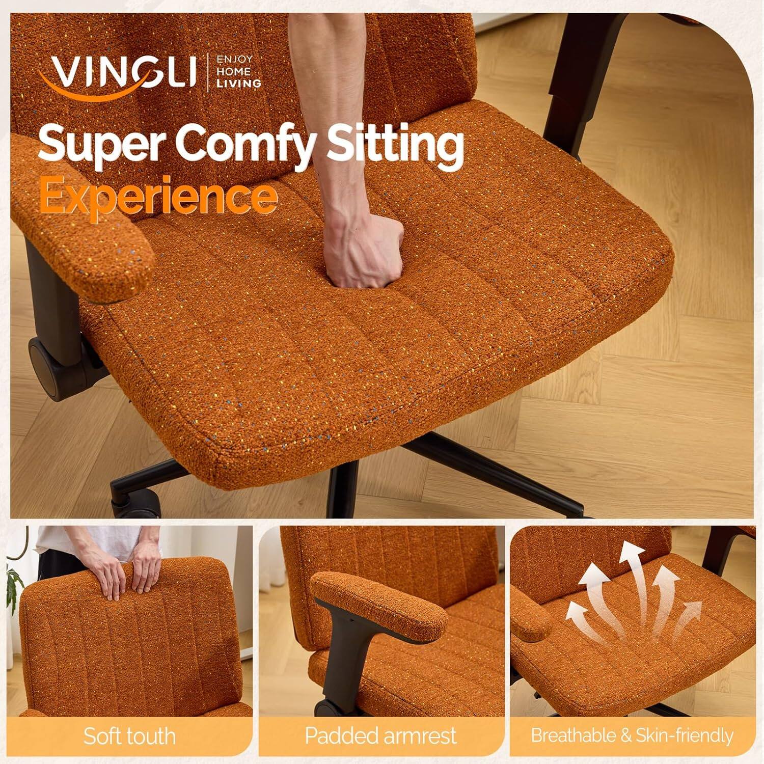 ENJOY VINGLI HOME LIVING Super Comfy Sitting Experience Soft touch Padded armrest Breathable & Skin-friendly