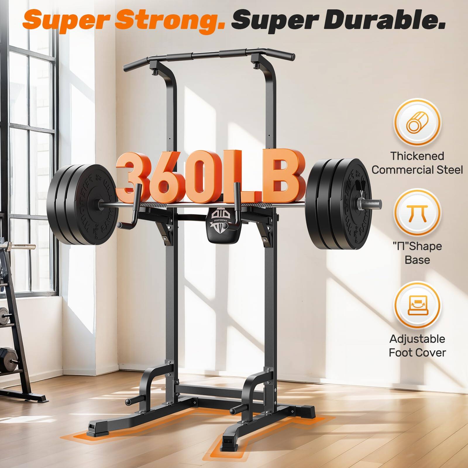 Super Strong. Super Durable.

360LB

- Thickened Commercial Steel
- "Π"Shape Base
- Adjustable Foot Cover